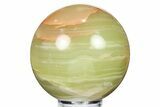 Polished Green Banded Calcite Sphere - Pakistan #265565-1